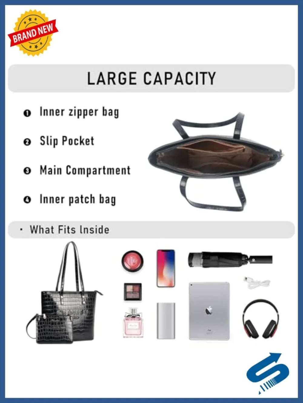 Medium PU Leather Top Handle Tote Bag with Zipper